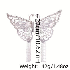 Crystal Faux Pearl Butterfly Hair Clip for Women Bride Wedding Accessories