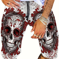 Men's Floral Skull Graphic Shorts Comfortable and Stylish Summer Wear