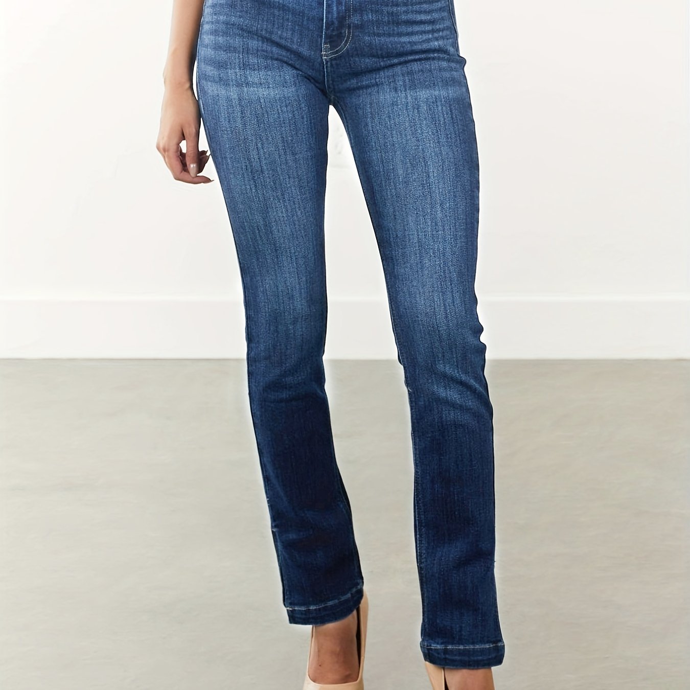 Medium Stretch Slim Fit Jeans Washed Slash Pocket Denim Pants