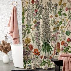 Green Floral Print Shower Curtain Waterproof Fabric Bathroom Decor 180x180