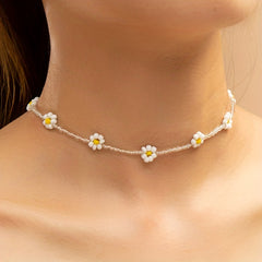 10 Small Flowers Beaded Necklace for Girls