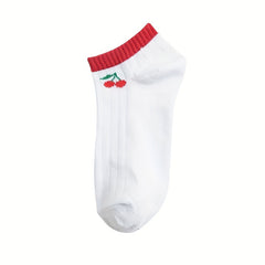 5 Pairs Fruit Print Socks Low Cut Ankle Socks Women's Stockings & Hosiery