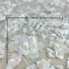1pc 3D Applique Flowers Pearls Lace Fabrics DIY Dress Making