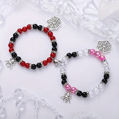 Halloween Magnetic Spider Web Pendant Bracelets Set