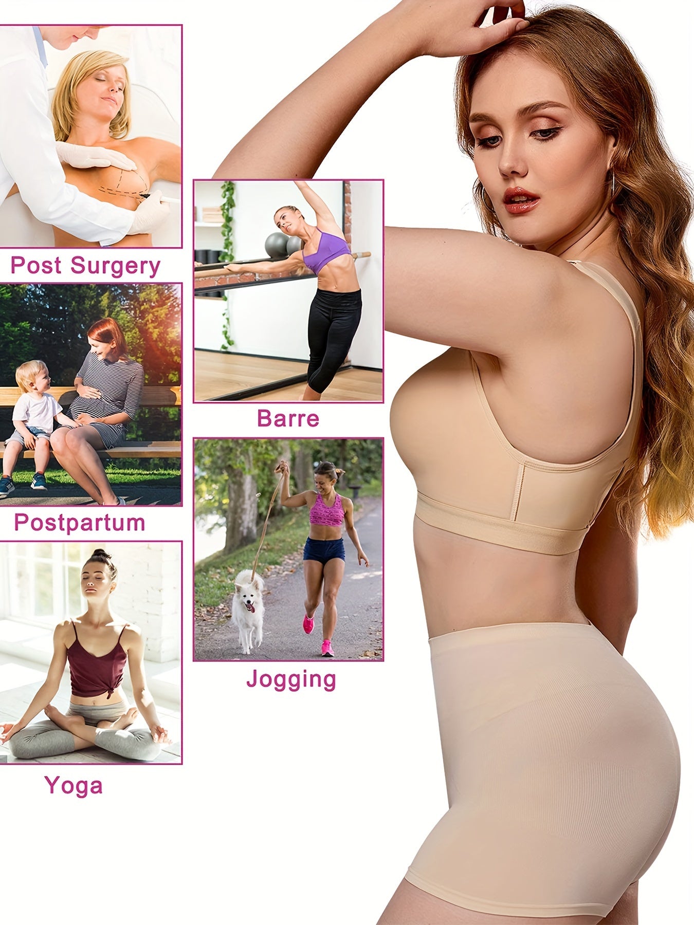 Front Closure Sports Bra Racerback Yoga Running Bra