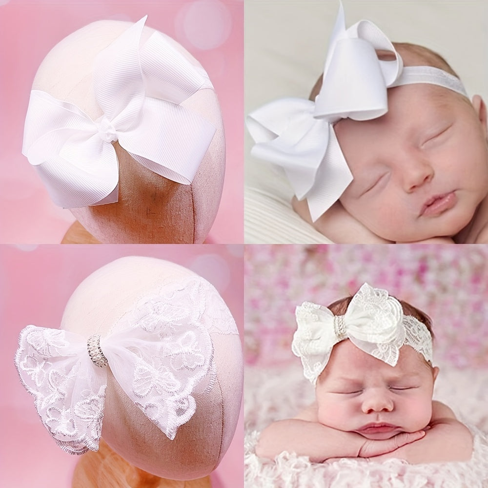 2pcs Butterfly Bow Lace Headbands for Baby Girls Kids