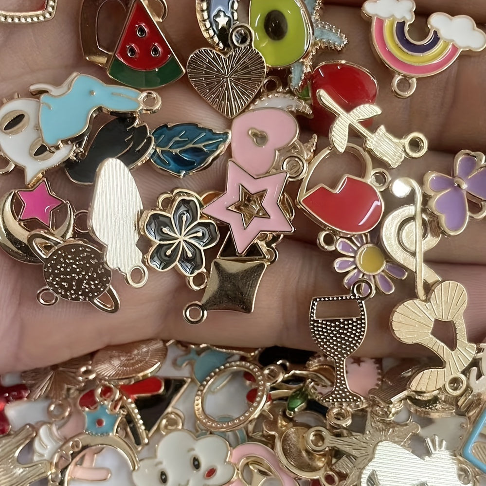 200pcs Mixed Drip Alloy Pendants Enamel Charms for DIY Necklace Jewelry