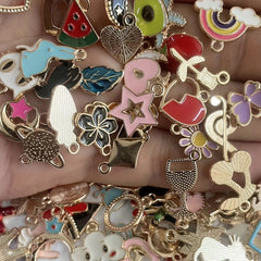 200pcs Mixed Drip Alloy Pendants Enamel Charms for DIY Necklace Jewelry