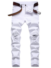 Mens Ripped Slim Fit Cotton Jeans