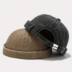 Retro Washed Melon Leather Hat Street Hip Hop All Match Landlord Hat