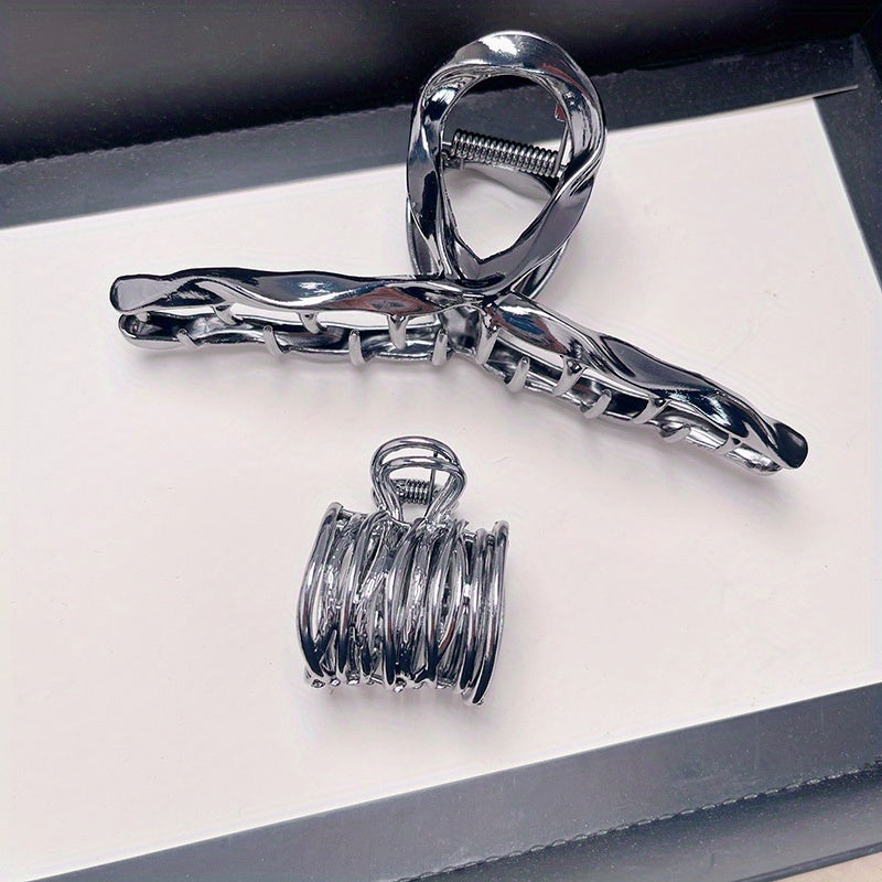 2pcs Metal Hair Claw Ponytail Holder Shark Claw Hair Accessories