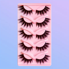 Soft Natural Cat Eye Lashes Long Full Strip w/Winged Ends