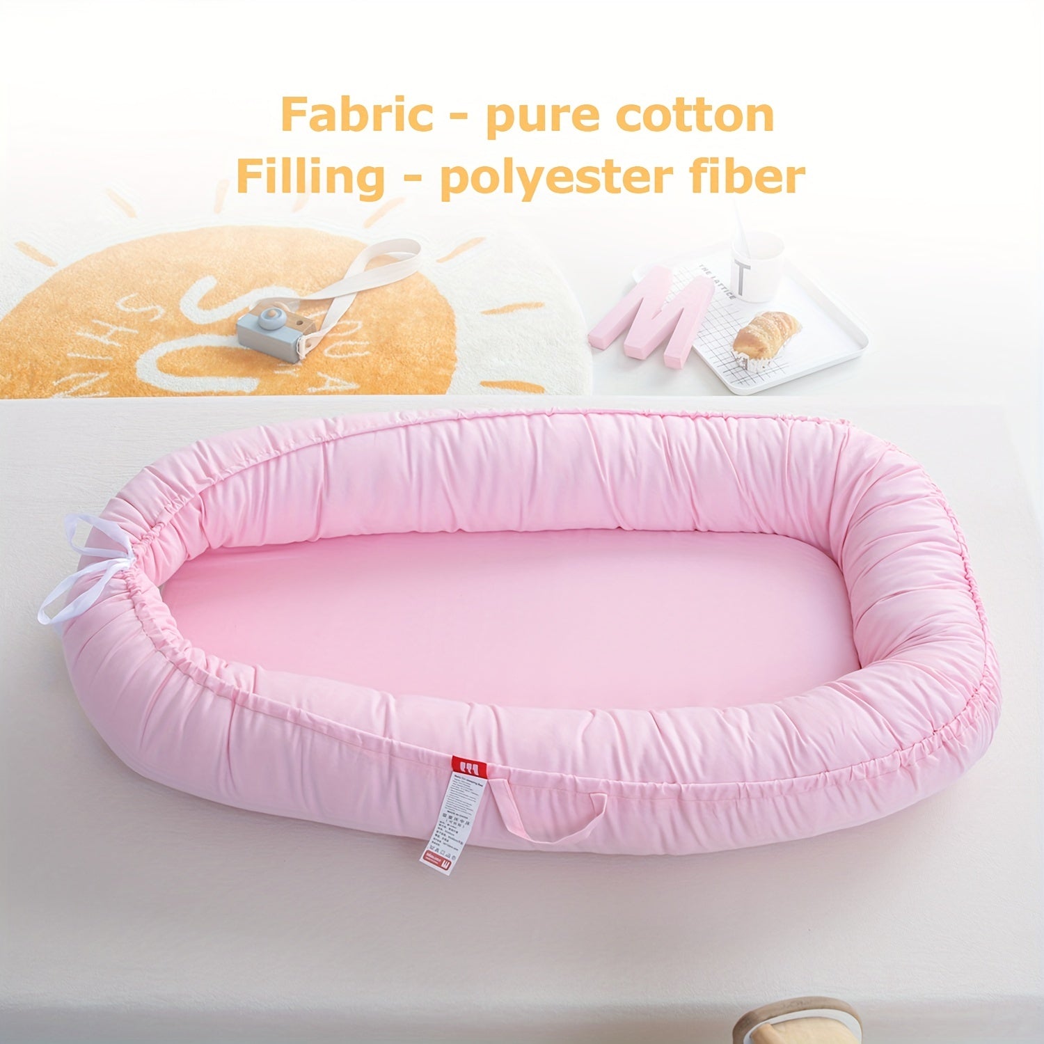 Cotton Solid Foldable Baby Nest Portable Crib Middle Bed Bionic Full