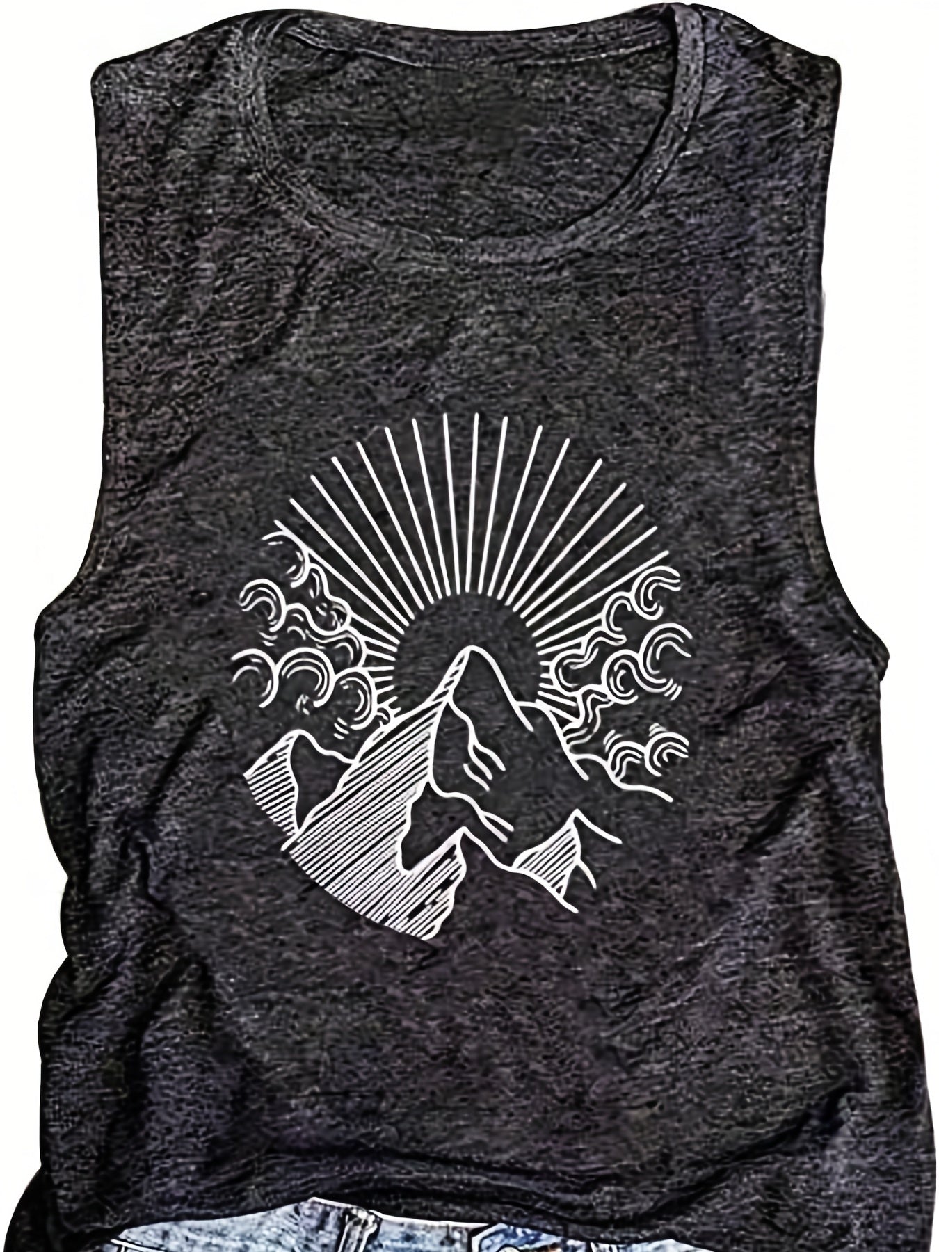 Mountain Print Sleeveless Tank Top for Women