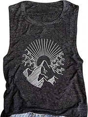 Mountain Print Sleeveless Tank Top for Women