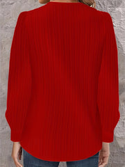 Casual Blouse Long Sleeve Button Decor Irregular Neck Top