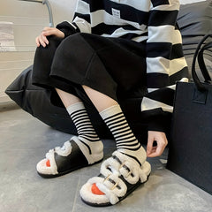 Striped Crew Socks College Style Women's Stockings