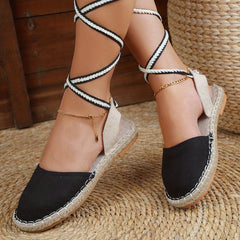 Women's Criss Cross Straps Sandals Flat Slingback Espadrilles