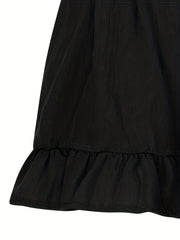 Women's Plus Size Button Fly High Rise Pleated Ruffle Trim Loose Shorts