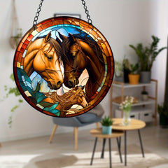 Horse Stained Glass Window Hanging Panel