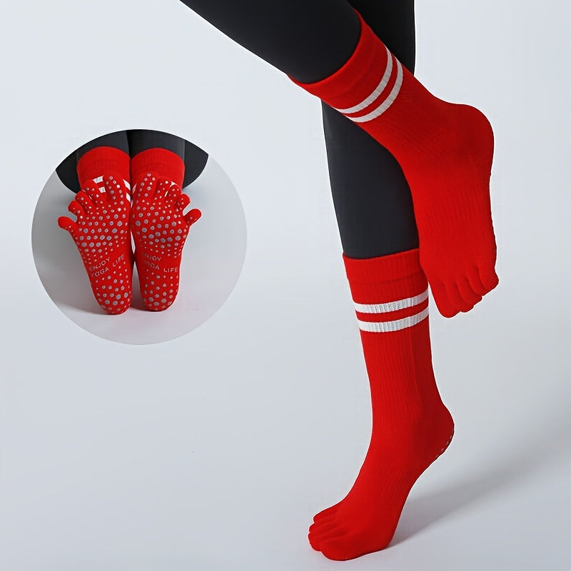 Toe Split Mid Tube Grip Socks Non slip for Yoga Pilates Ballet