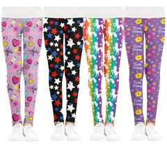 Girls Unicorn Crown And Stars Athletic Leggings