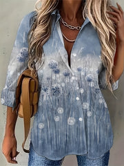 Dandelion Print Button Up Blouse