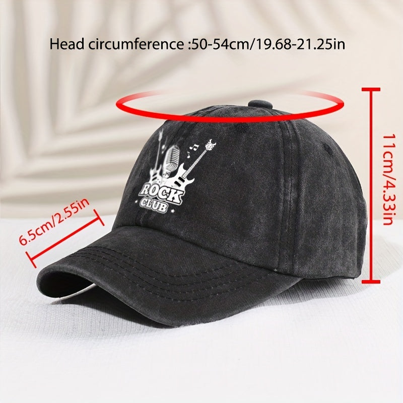 Casual Vintage ROCK CLUB Distressed Cap Sun Protection Comfortable Cap