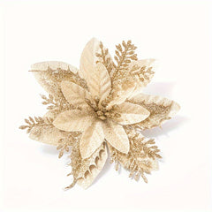 10pcs Christmas Golden Powder Garland Decoration Flowers Christmas Tree Pink