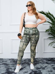 Graphic & Denim Print High Rise Skinny Leggings Women's Plus
