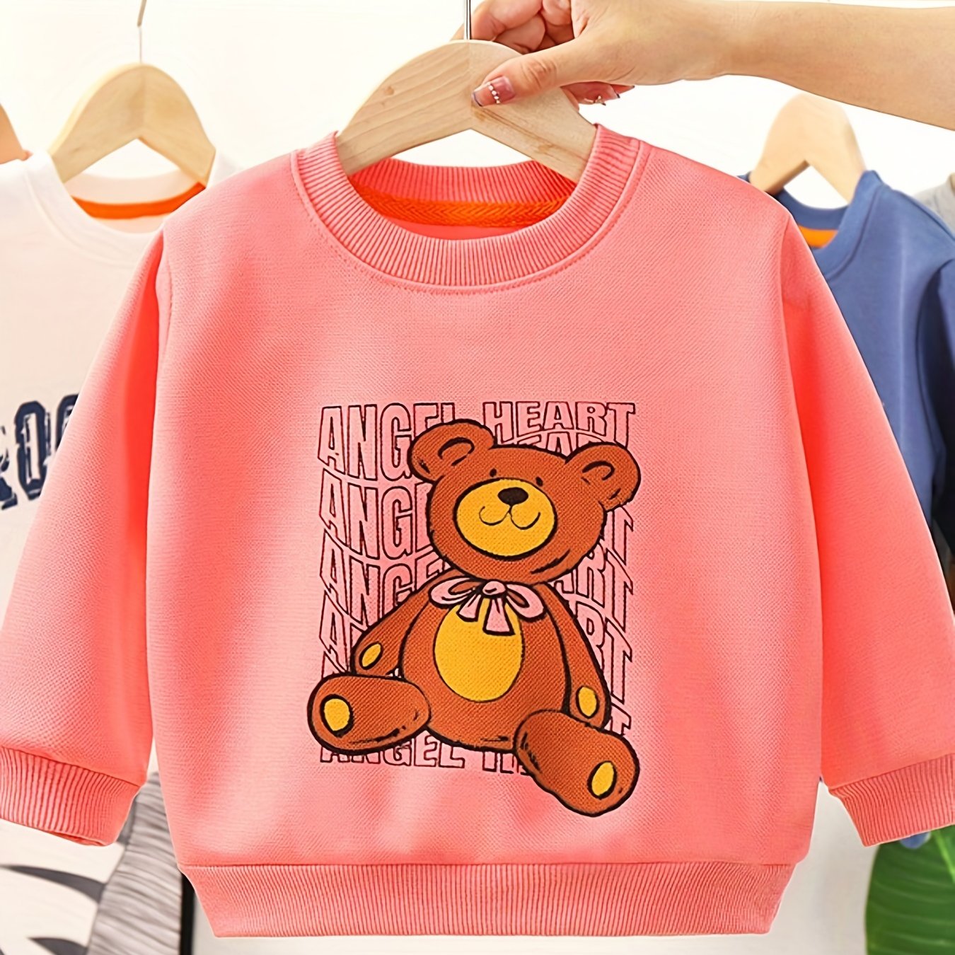 Fancy Bear Girls' Round Neck Sweatshirt Pullovers