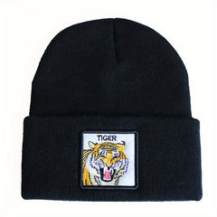 Knitted Brimless Hat Embroidered Beanie