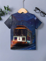 Boy's 3D Train Graphic T shirt Casual Slightly Stretch Tee