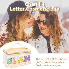 Chenille Letter Clear Makeup Bag Waterproof Glitter Cosmetic Handbag