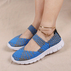 Women's Braided Flat Shoes Comfortable Elastic Slip On Walking Shoes