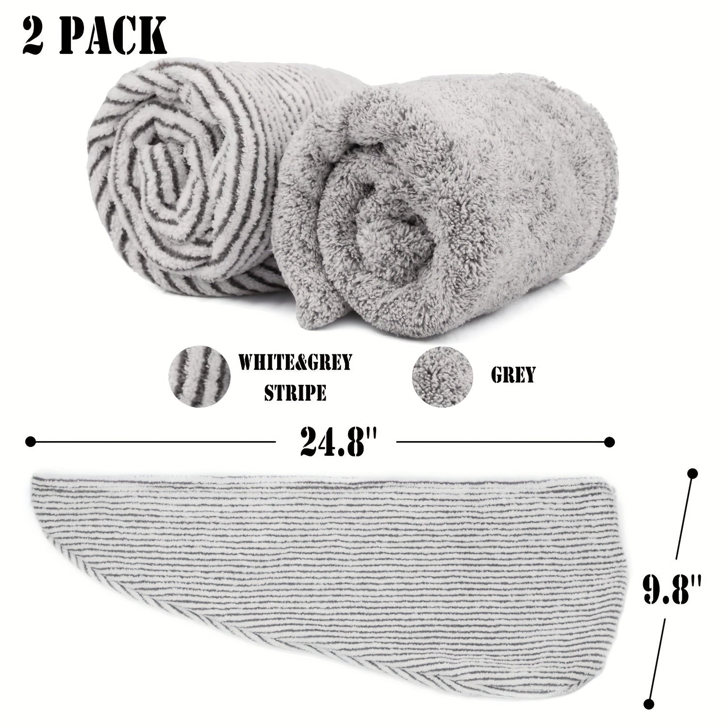 2pcs Microfiber Hair Towel Wrap Quick Dry Hair Towels for Curly Long Thick Hair