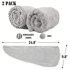 2pcs Microfiber Hair Towel Wrap Quick Dry Hair Towels for Curly Long Thick Hair