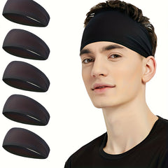 5pcs Unisex Stretchy Sports Headband Running Cycling Yoga Fitness
