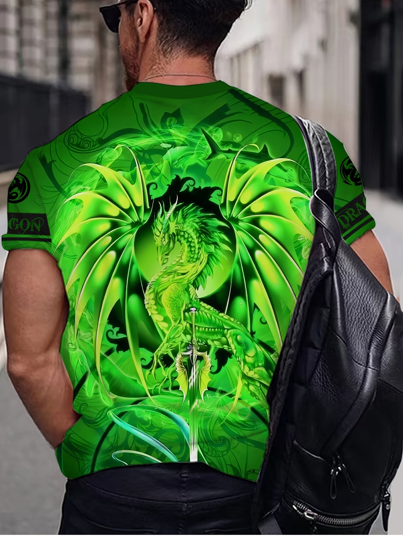 Dragon Print Men's Short Sleeve T-shirt Graphic Tee Men's Summer Clothes