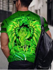 Dragon Print Men's Short Sleeve T-shirt Graphic Tee Men's Summer Clothes