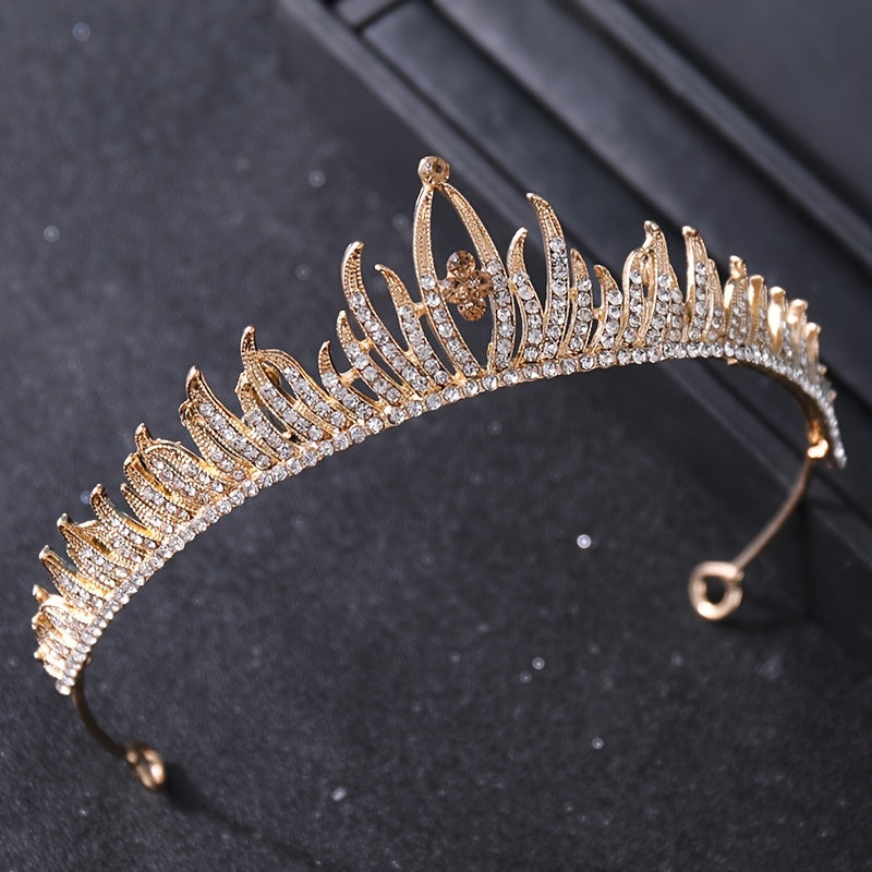 Golden Tiara Wedding Hair Accessories Adjustable Birthday Princess