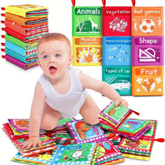 8pcs Baby Cloth Books Soft Touch Sensory Activity Book Animals Plants Musical