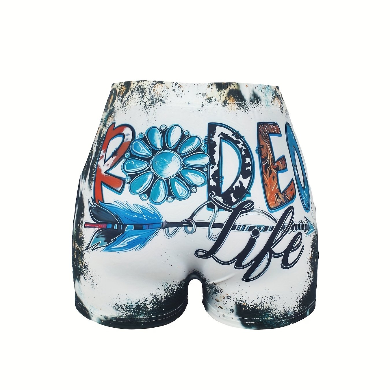 Rodeo Life Print Skinny Shorts for Women