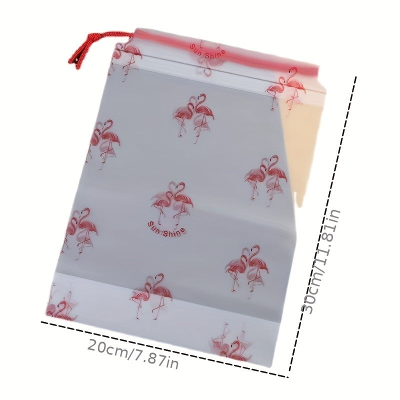 3pcs Flamingo Drawstring Travel Underwear Clothes Storage Bag