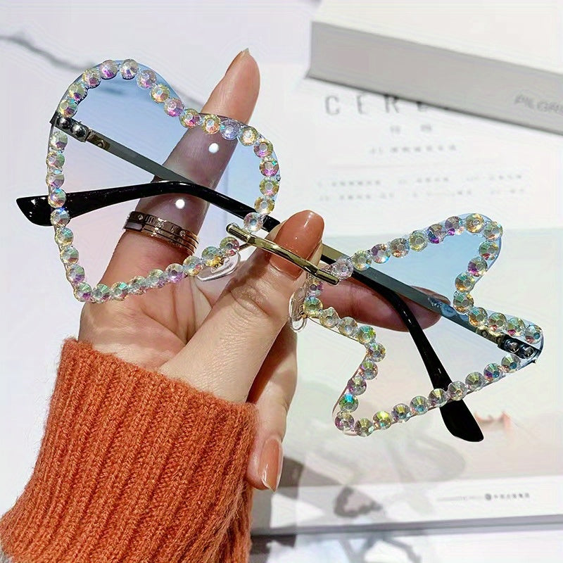 Children's Rhinestone Heart & Hourglass Shape Sunglasses