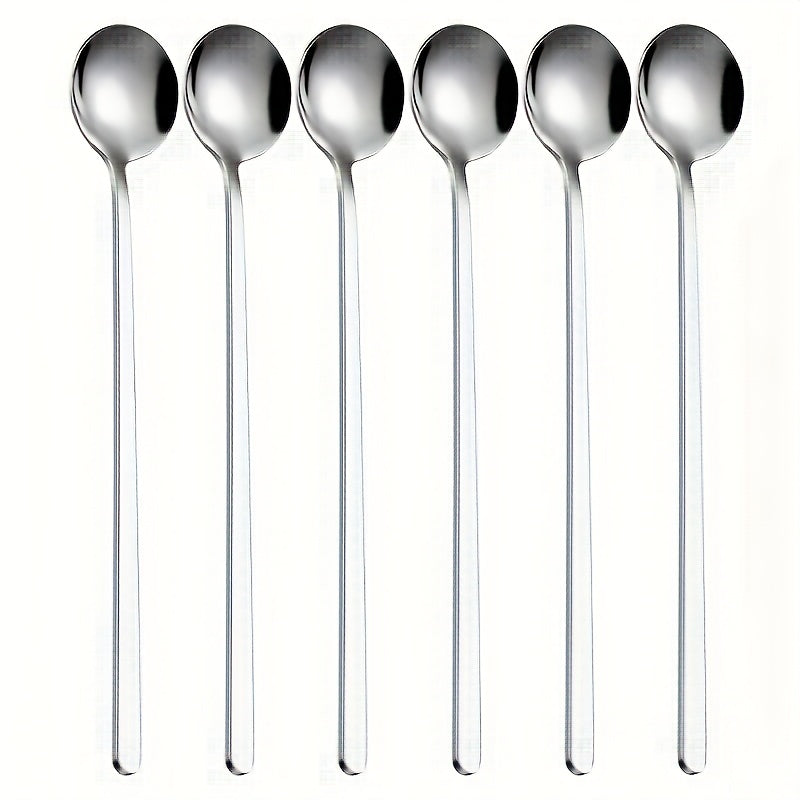 6pcs Stainless Steel Coffee Spoons Long Handle Tea Spoons