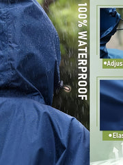 Waterproof Rain Poncho with Zipper Pocket Hood
