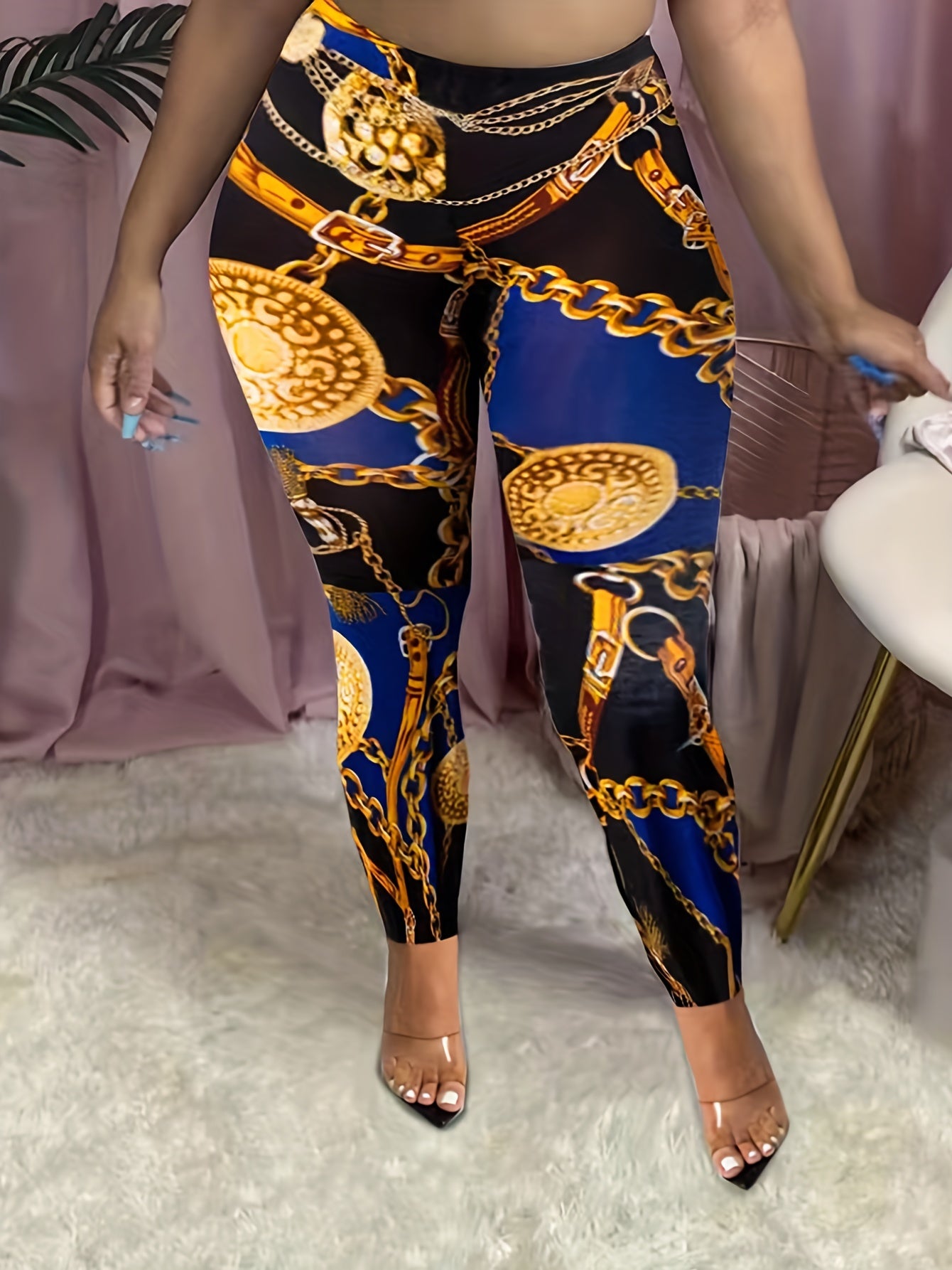 Women's Plus Lip & Letter High Rise Skinny Leggings