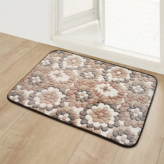 Flower Printed Non Slip Bathroom Rug Padded Bath Mat Shower Comfort Mat