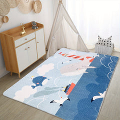 Cartoon Whale Area Rug Ocean Style Kids Play Mat